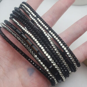 Emo edgy punk rhinestone‎ Wrist band bracelet